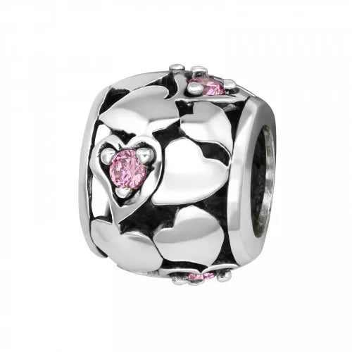 Sparkled hearts crystal sterling silver