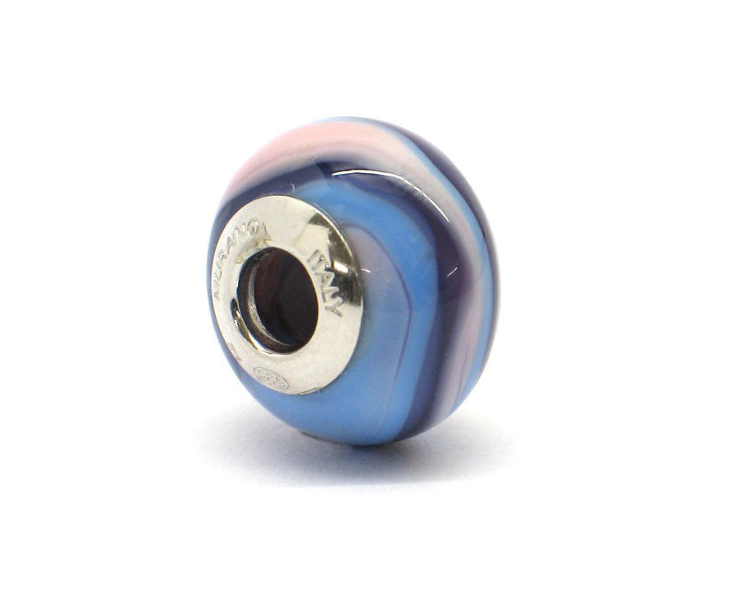 Murano glas bead - Sfumature di rosa e blu
